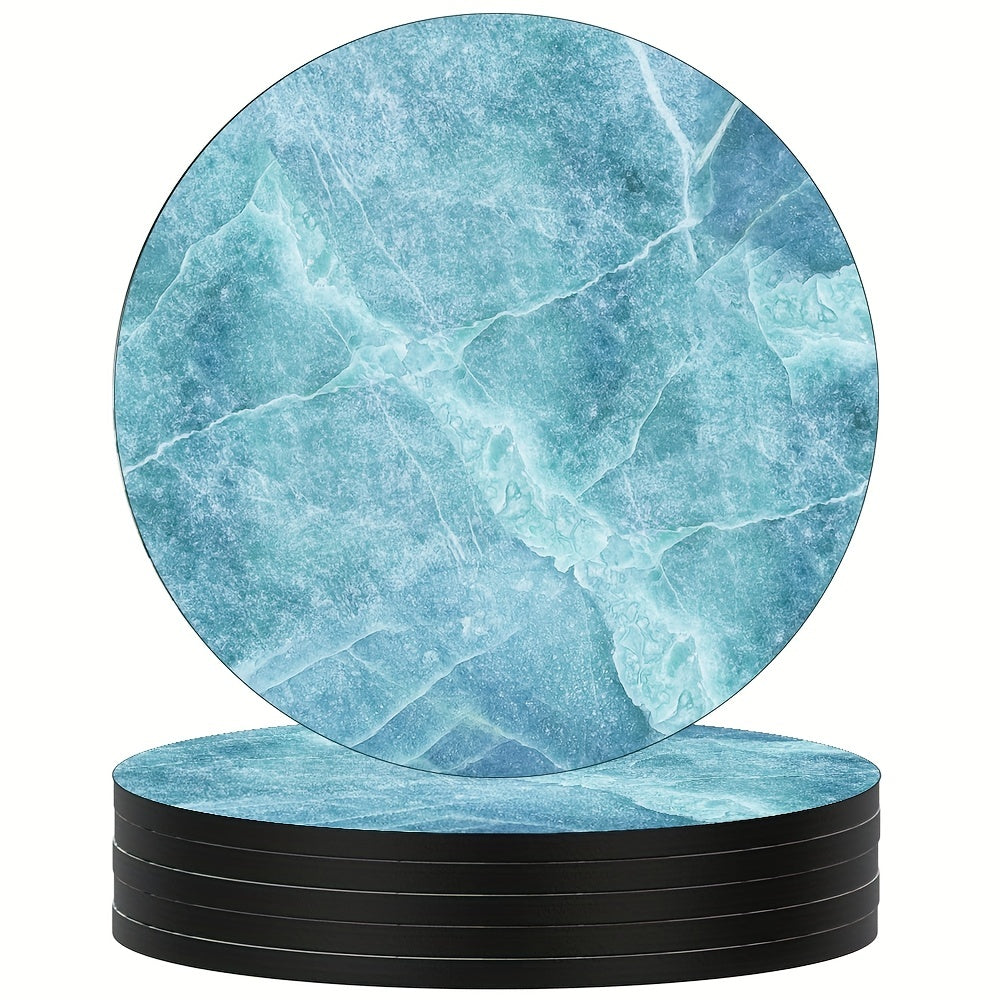 6pcs Colorful Marbling Coasters Non-slip Rubber Drink Coasters