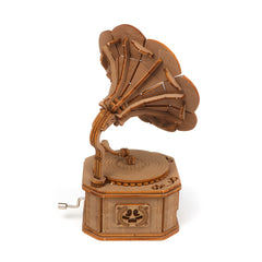 3D Wooden Puzzle Phonograph Music Box DIY Toy Desktop Decoration Or...