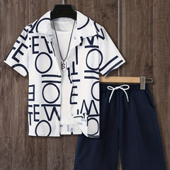 2pcs Boys Graphic Print Shirt&Shorts Set Casual Summer Kids Clothing