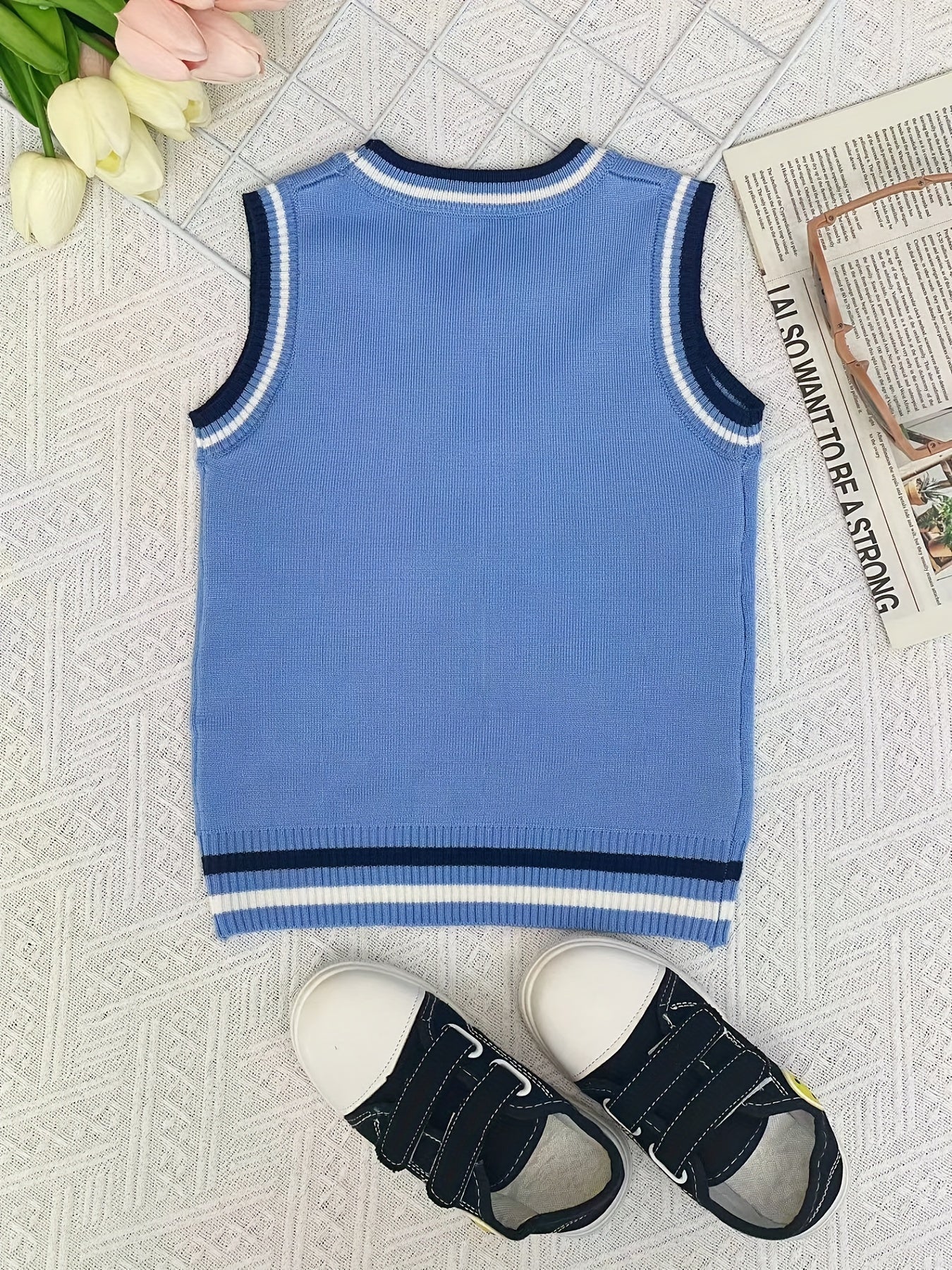 Boys Cartoon Car Graphic Print Sleeveless Sweater Vest