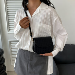 Vintage Shoulder Bag Houndstooth Embossed Crossbody Purse