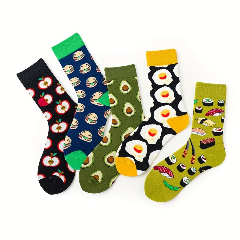 5 Pairs Food Pattern Knit Socks for Kids