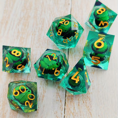 Resin Quicksand Dragon Eye Dice Set for Tabletop Games