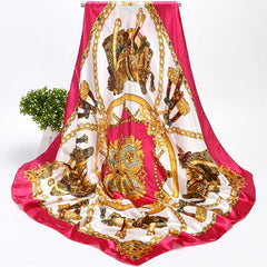 Silk Scarf Thin Large Square Scarf Shawl Neck Head Scarf Print Hair Wrap