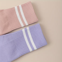 3 Pcs Striped Non-slip Yoga Socks for Pilates Barre Fitness