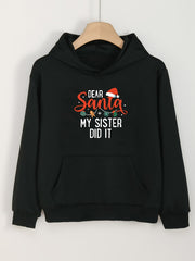 Girls Christmas Theme Letter Pattern Hoodie