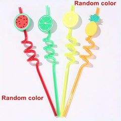 4pcs Reusable Fruit Drinking Straws For Kids Birthday Party