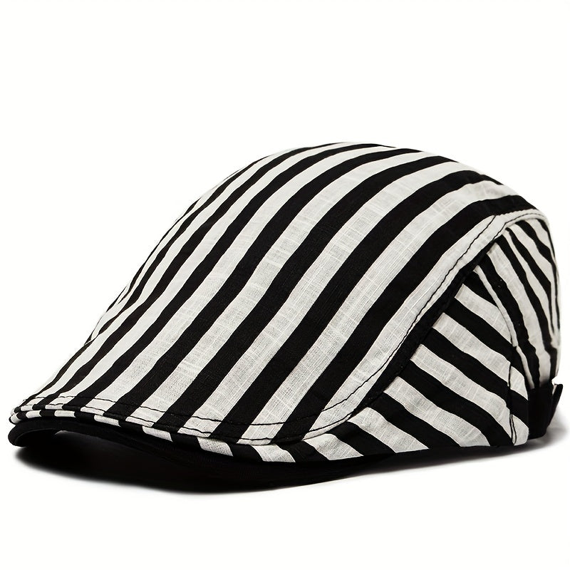 CNTANG Summer Thin Stripes Beret Men's Flat Cap Vintage Casual Boina