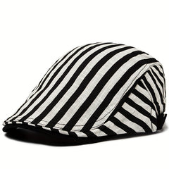 CNTANG Summer Thin Stripes Beret Men's Flat Cap Vintage Casual Boina