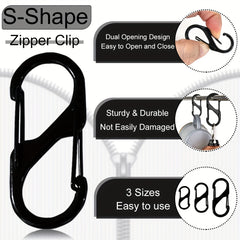 10pcs Metal Lock Clip Keychain S Shaped Buckle Outdoor Camping Hiking Travel