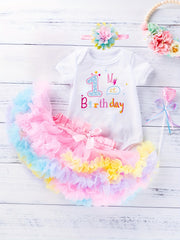 3pcs Baby My 1st Birthday Onesie & Tutu Set