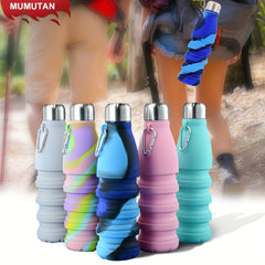 16oz Collapsible Silicone Water Bottle BPA Free Leak Proof Portable Bottle