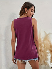 Women's Solid Graphic Tank Top - Sleeveless Crew Neck Tank