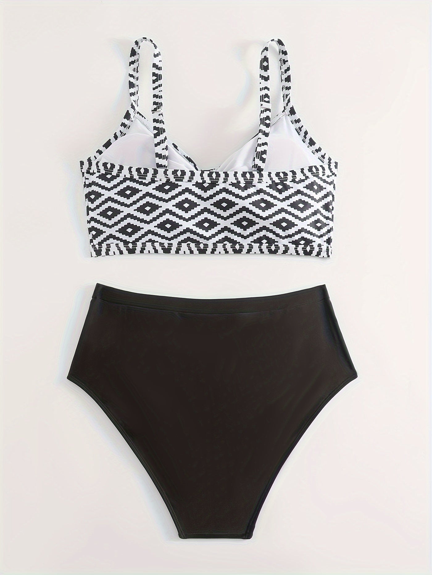 Vacay Bikini Set Argyle Print Padded Bra & Crisscross Panty 2 Piece