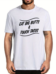 Men's Touch Tacos Print T shirt Casual Slightly Stretch Breathable Tee