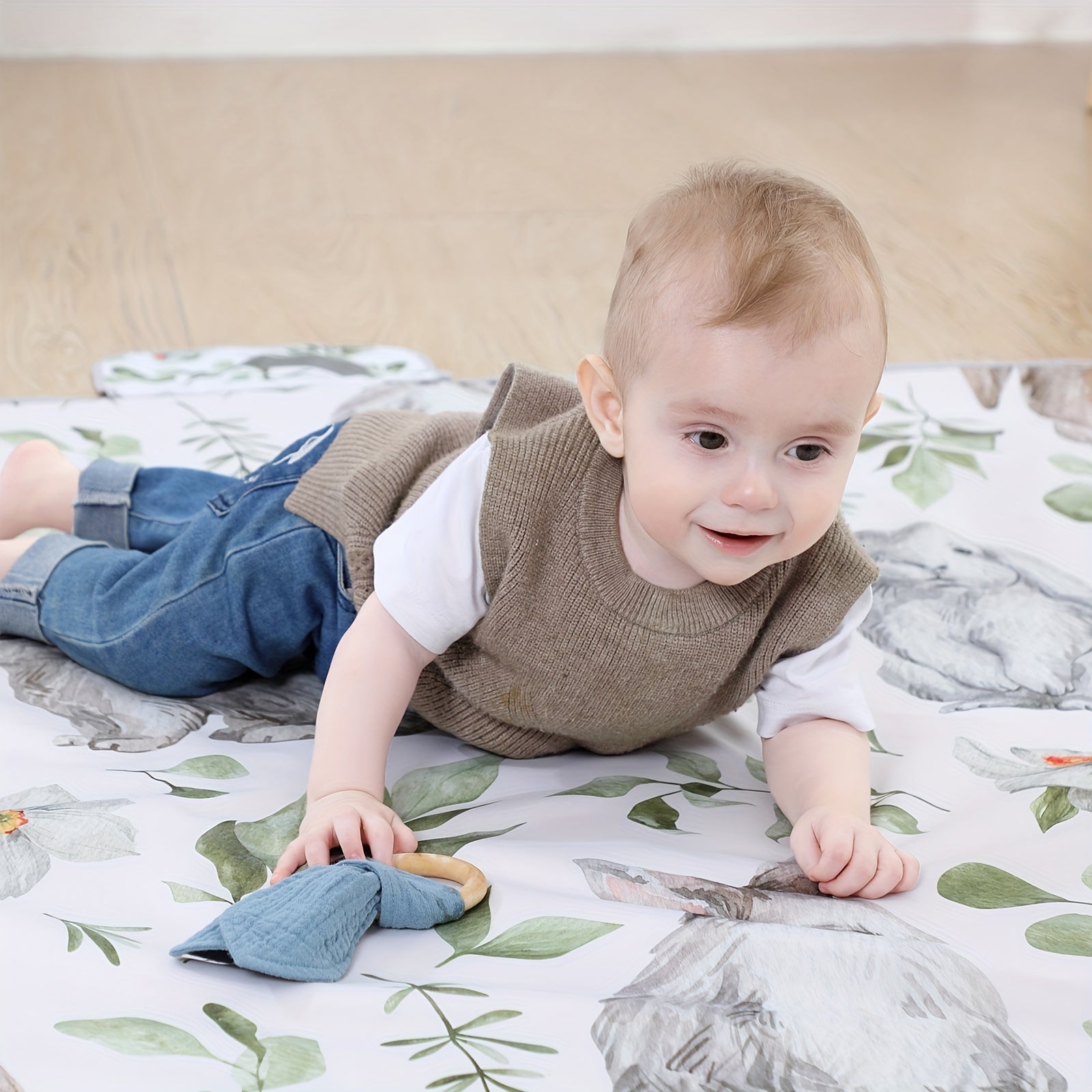 Wooden Teething Ring for Babies 6-12 Months BPA-Free Soothing Toy