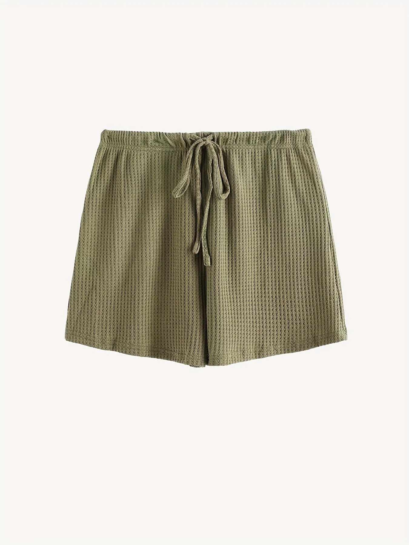 Waffle Long Sleeve Top & Drawstring Shorts Set