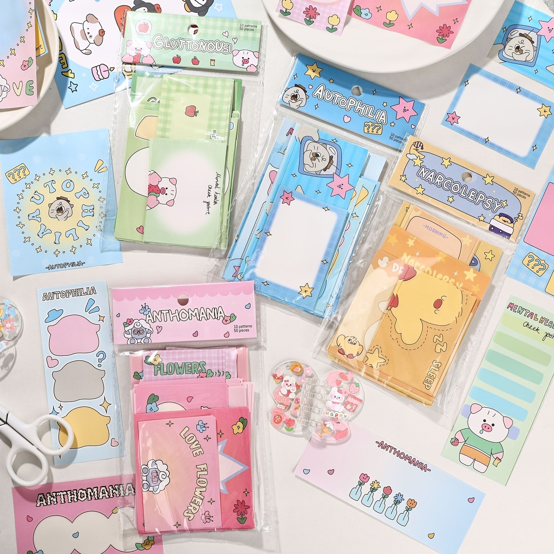 50pcs Forest Series Sticky Note Paper Girl Heart Small Animal Material Paper Car