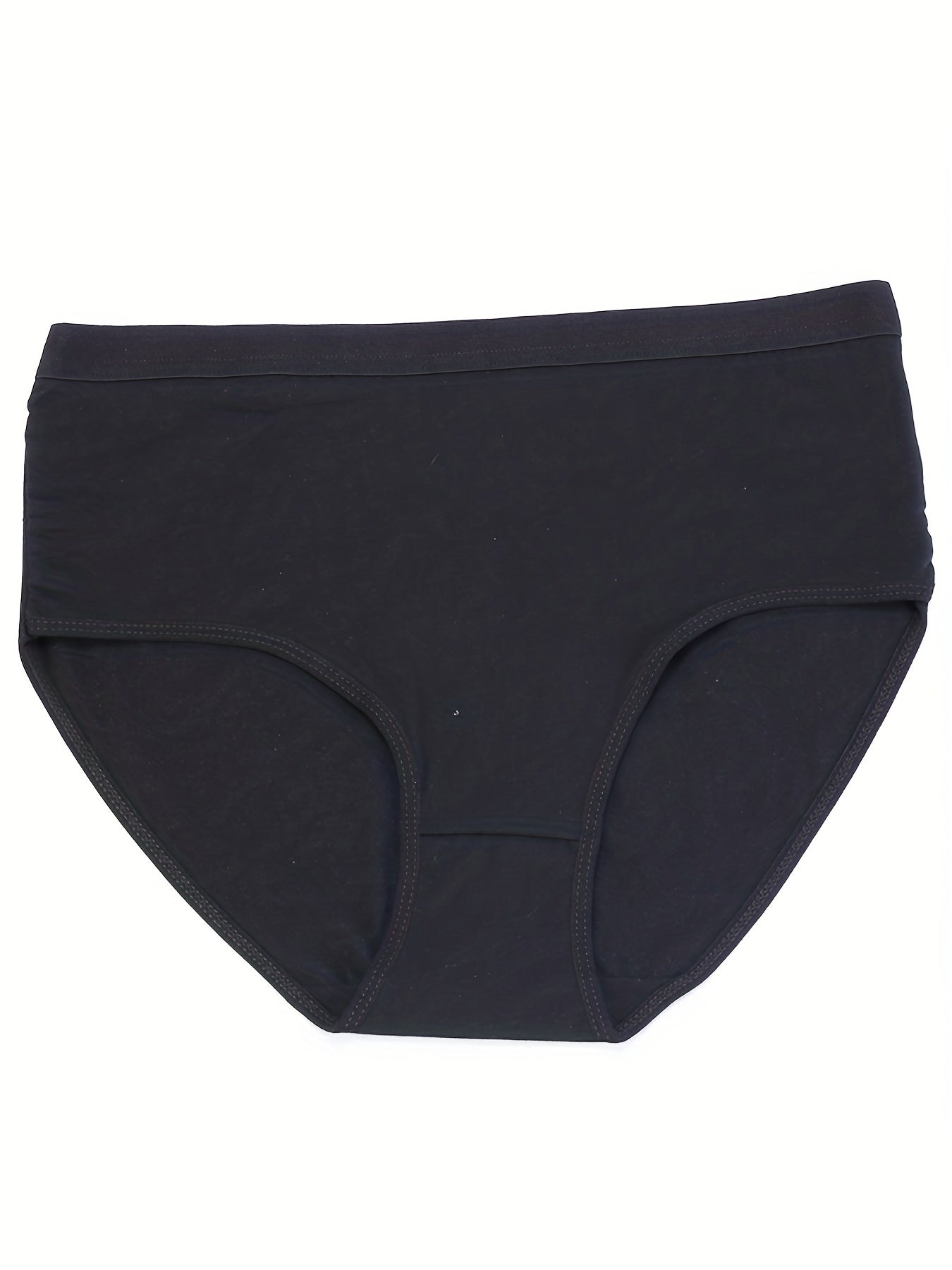 3 Pack Plus Size Basic Panties Set Women's Plus Solid High Rise Underwear