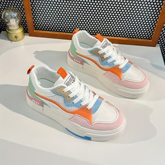 Women's Colorblock Skate Shoes Low Top Lace Up Sneakers