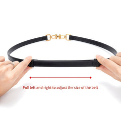 Women's Thin Leather Waist Belt with Buckle - Adjustable Decorative Belt