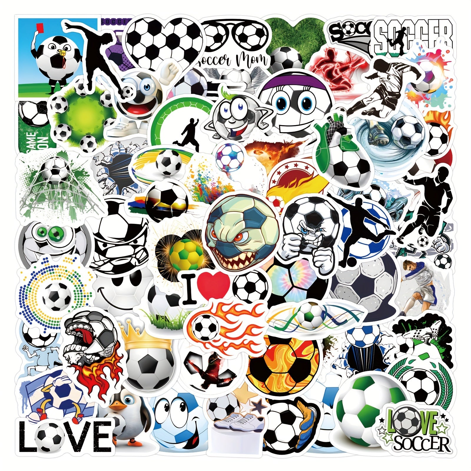 120pcs Soccer Waterproof Sports Stickers for Water Bottles Laptop Car