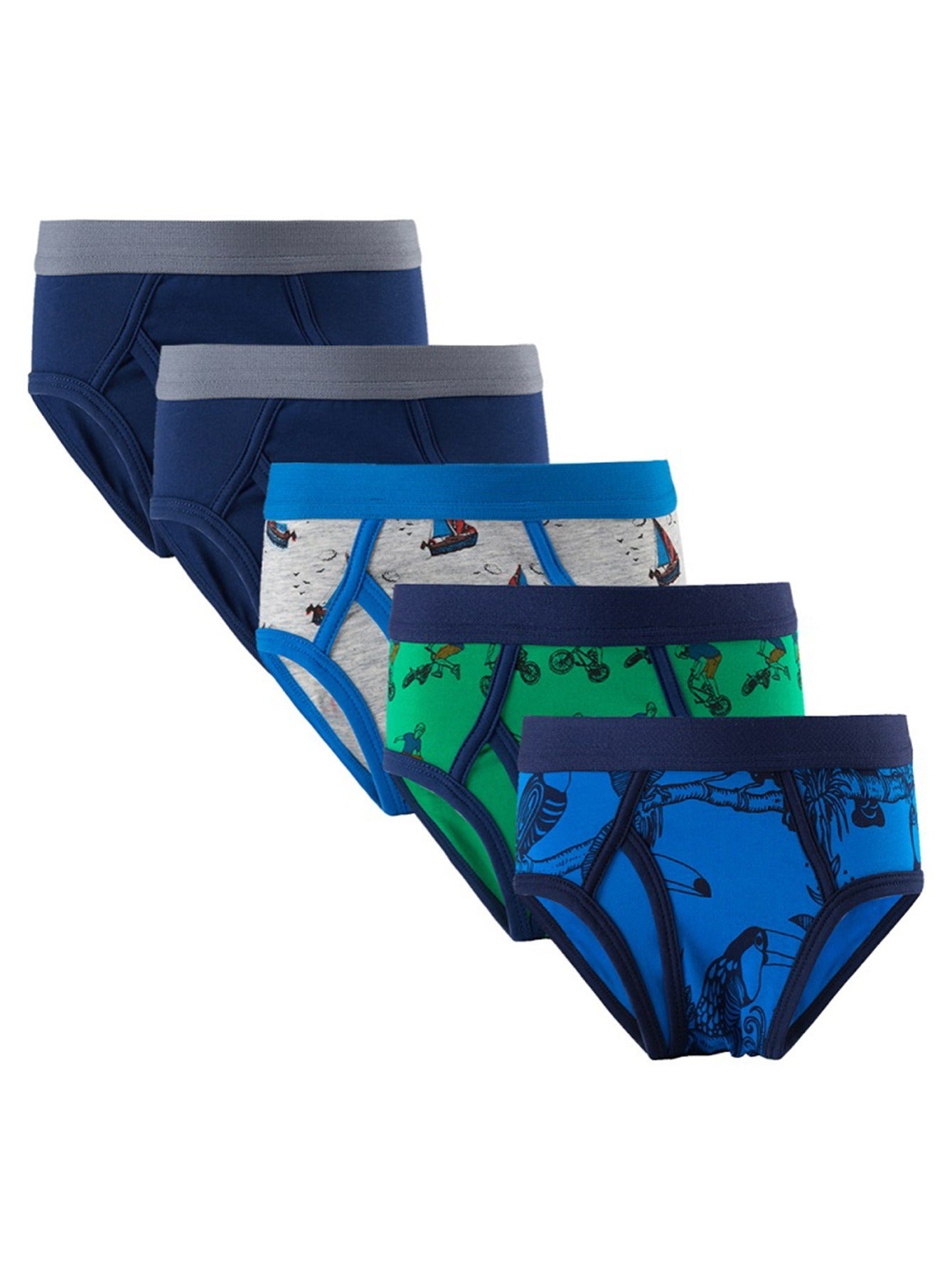 5pcs Boy Cartoon Print Briefs
