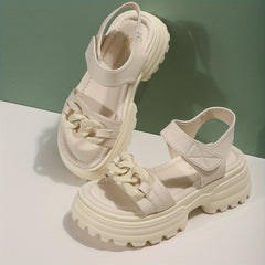 Women's Chain Decor Sports Sandals Thick Sole Hook & Loop Fastener