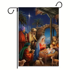 Nativity Scene Garden Flag Epiphany Holy Night Birth Of Jesus Winter Holiday