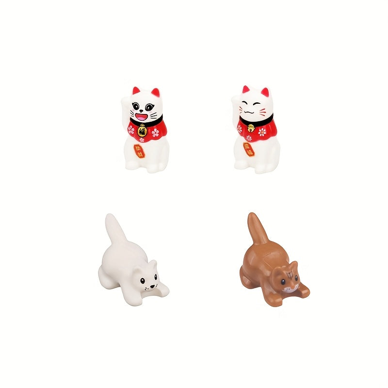 Small Building Blocks Persian Cat Toy Rabbit Doll Lucky Cat Scene Assem