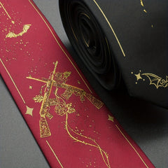 2400 Needles Knitted Jacquard Bat Hand tied Tie Golden Silk Thread Necktie