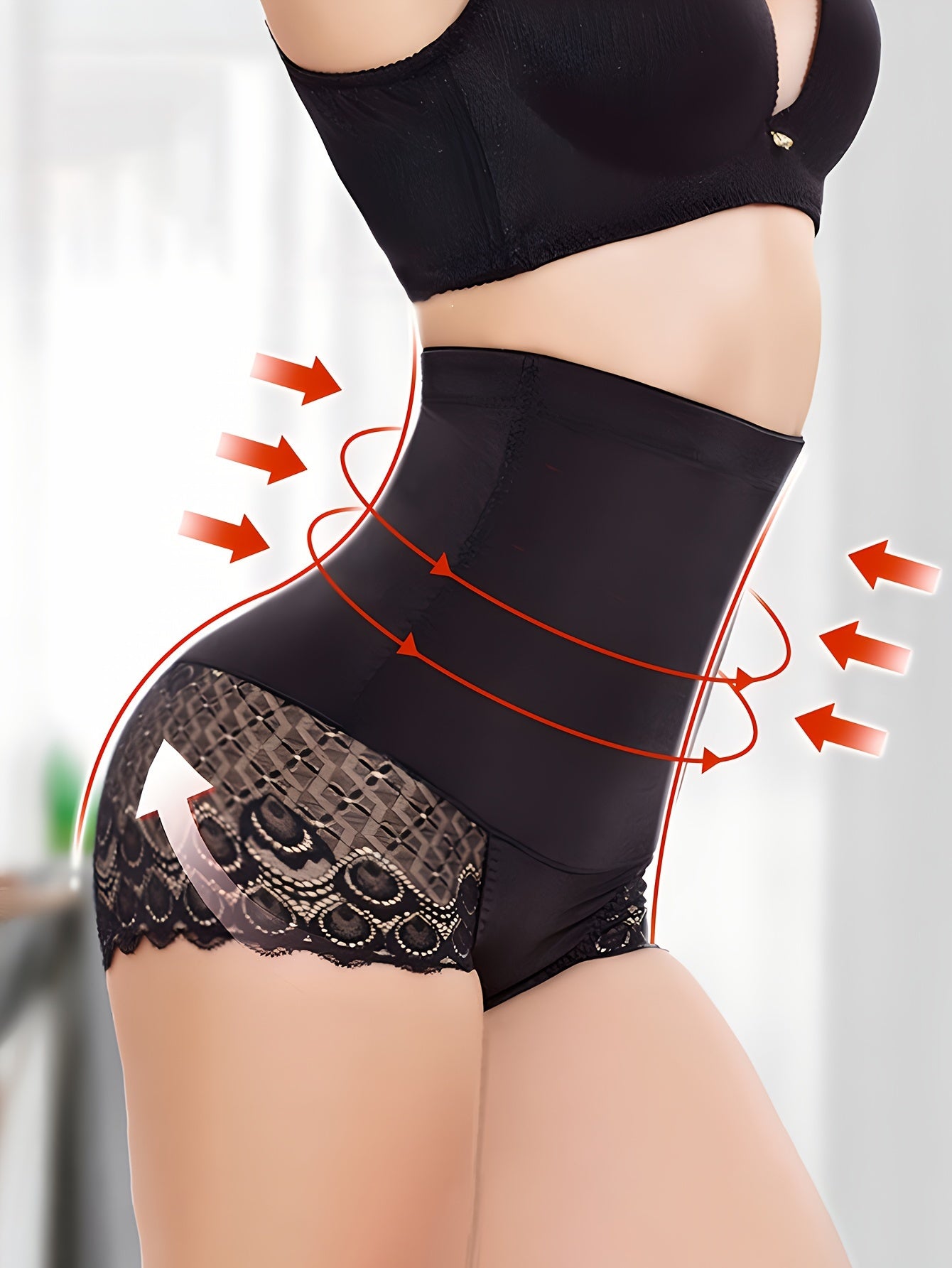Lace Shaping Panties High Waist Tummy Control Butt Lifting Underwear