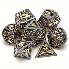 7pcs Hollow Metal Polyhedral Dice Set RPG Digital Teaching Collection