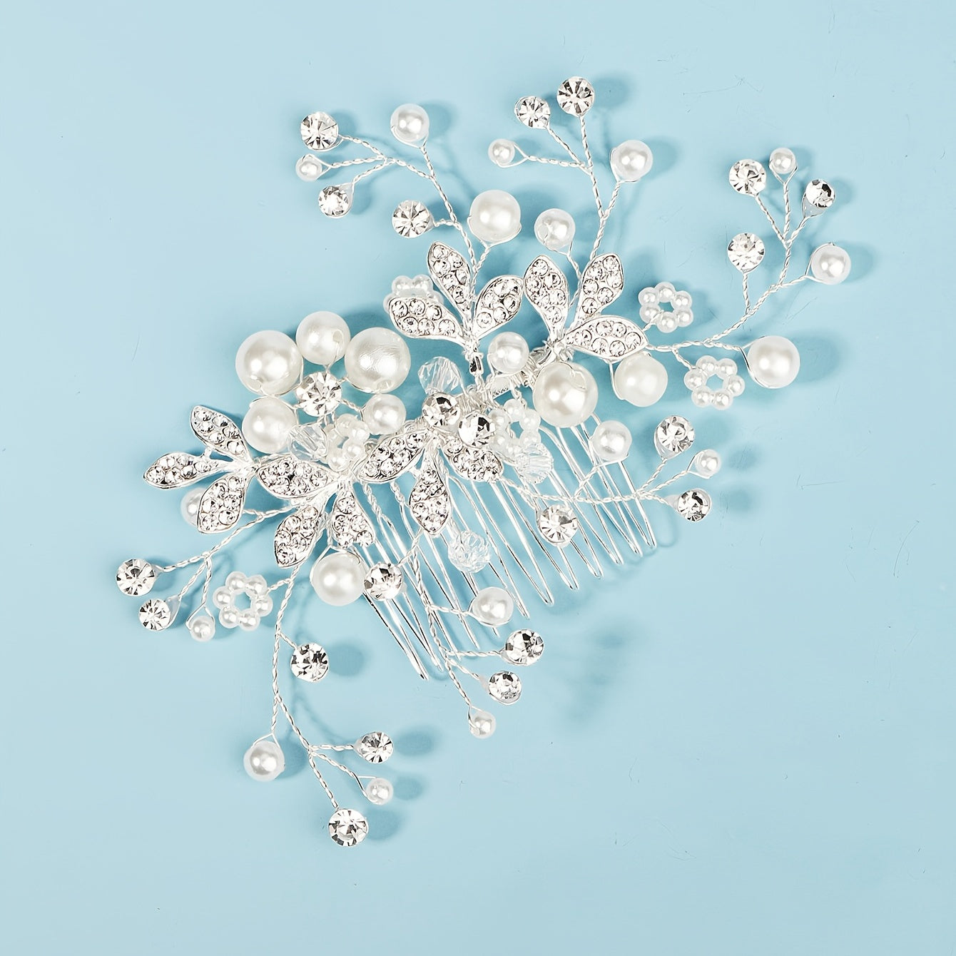 Bridal Rhinestone Pearl Comb Wedding Hair Accessories