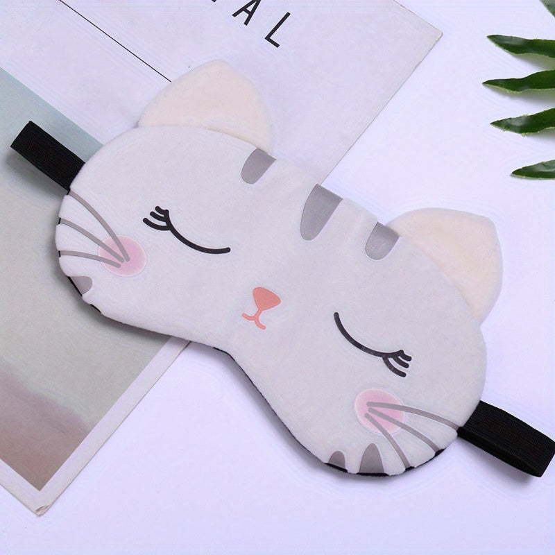 Plush Cartoon Animal Eye Mask for Comfortable Sleep