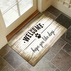 Cat Paw Kitchen Mat English Letter Wood Grain Welcome Door Rug Washable Carpet