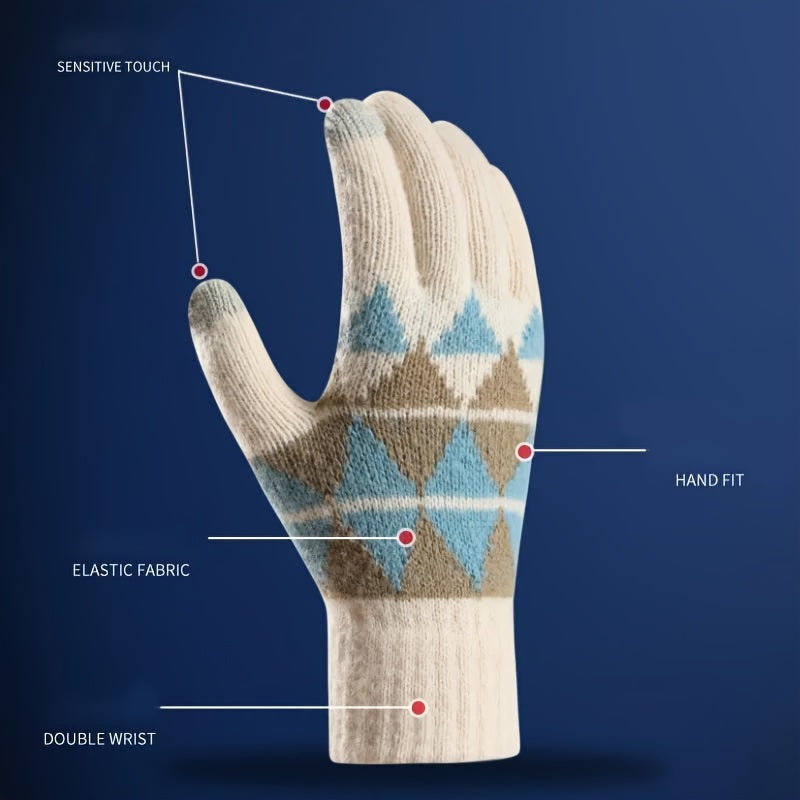 Winter Thickened Warm Plush Gloves Touch Screen Knitted Gloves