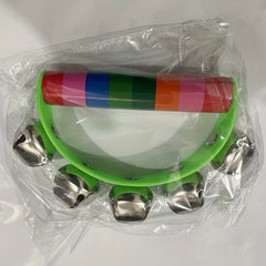 Wood Leather 5 Bell Half Round Hand Ring Music Children Grasp Toy