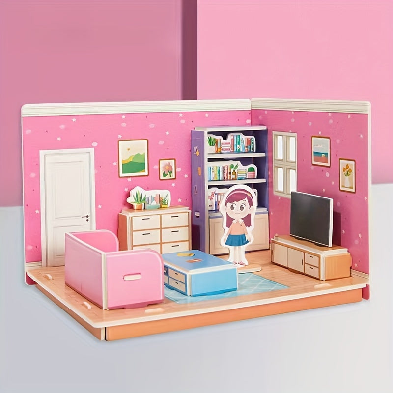 4pcs 3D Assembly Room Model DIY Building Puzzle Christmas Gift