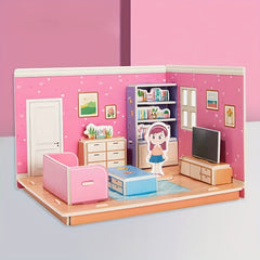 4pcs 3D Assembly Room Model DIY Building Puzzle Christmas Gift