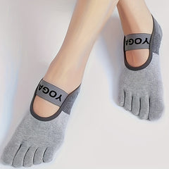 Women's Split Toe Yoga Socks with Non Slip Grip Straps