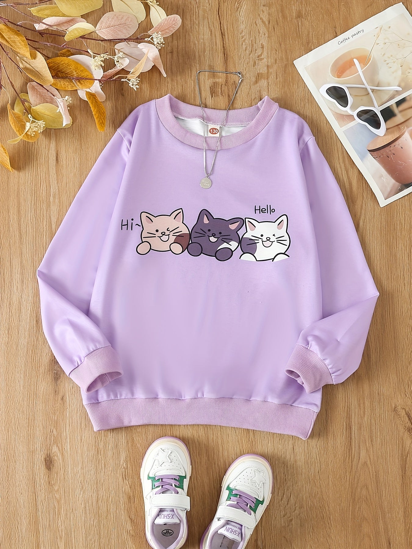 Kitty Buddies Graphic Sweatshirt For Girls