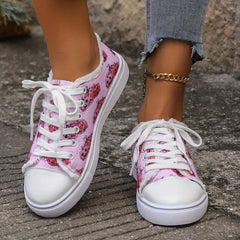 Halloween Pink Pumpkin Print Flat Skate Shoes