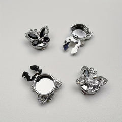 Butterfly Rhinestone Embellished Button-Up Cover Shirts for Men and Women