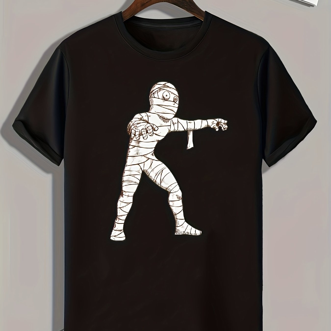 Halloween Mummy Pattern Print Men's Comfy Sports T shirt