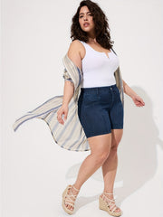 Plus Size High Rise Button Fly Denim Shorts