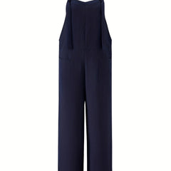 Solid Wide Leg Overall Jumpsuit Women's Clothing