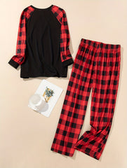 Gingerbread Man Print Plaid Tee & Pants Pajama Set