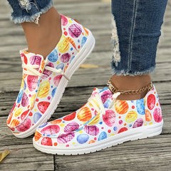 Colorful Pattern Flat Skate Shoes Lightweight Sneakers