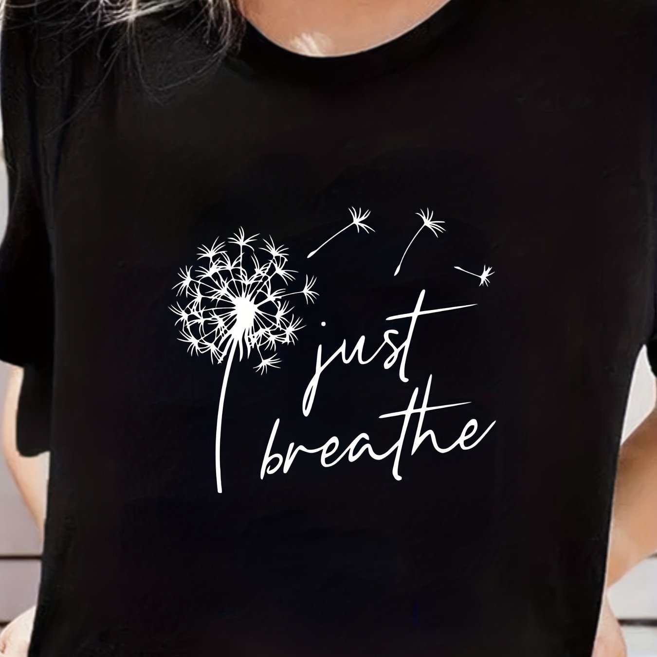 Dandelion & Letter Print Crew Neck Sports Tee